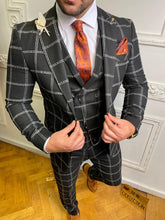 Zwart retro geruit kostuum